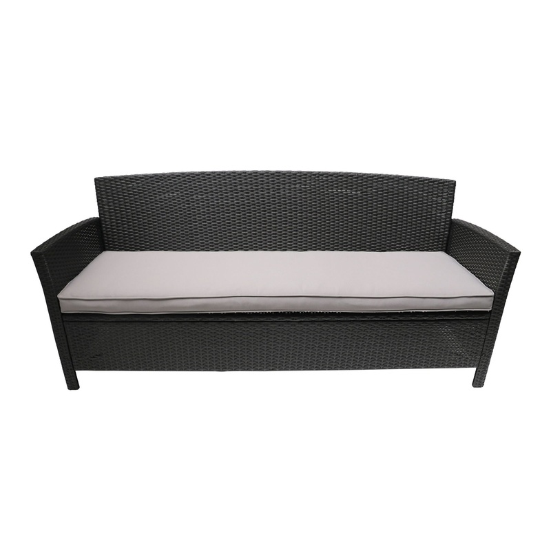Thalassa – Outdoor 3 Seater Sofa With Water Resistant Cushion – Gray / Black