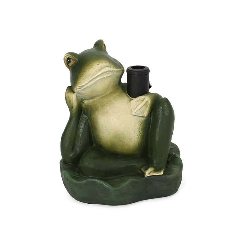 Charming Frog Prince Umbrella Base With Concrete Design – Green