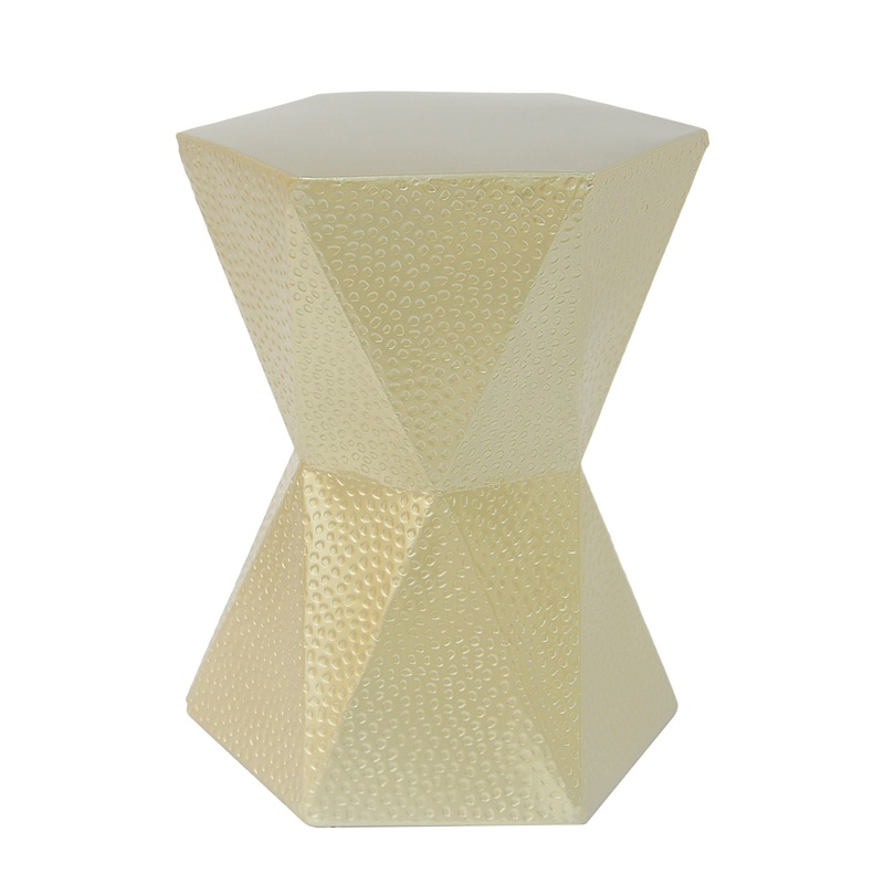 Modern Hexagon Side Table With Knockout Pit Texture – Gold
