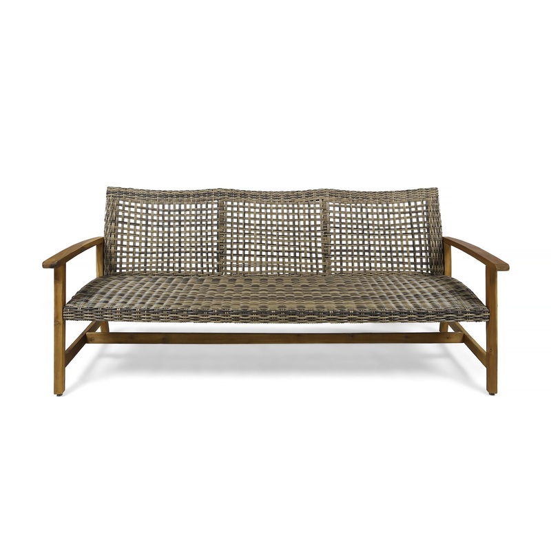 Outdoor 3 Seater Sofa With Rattan Cover – Gray