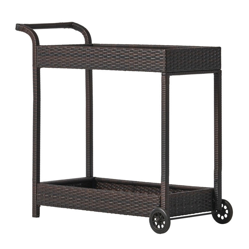 Resin Wicker Bar Cart With Metal Frame – Brown