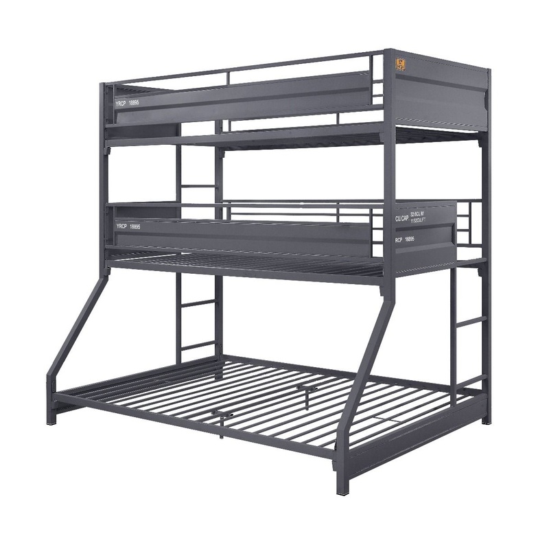 Cargo – Twin Over Twin Over Full Bunk Bed – Gunmetal