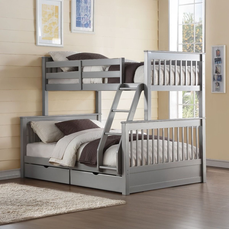 Haley II – Twin Over Full Bunk Bed With Storage – Gray