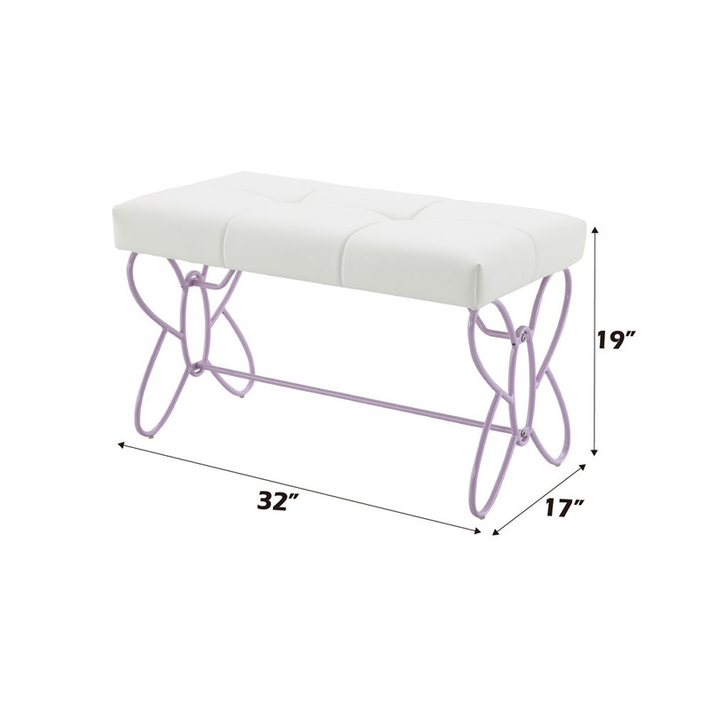 Priya II – Bench – White & Light Synthetic Leather Rple