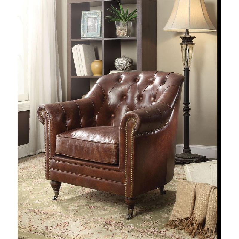 Aberdeen – Accent Chair – Vintage Dark Brown Top Grain Leather