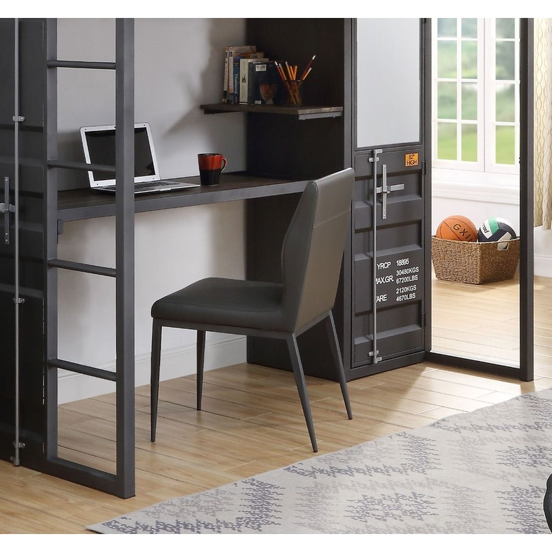 Cargo – Chair – Gray Synthetic Leather & Gunmetal