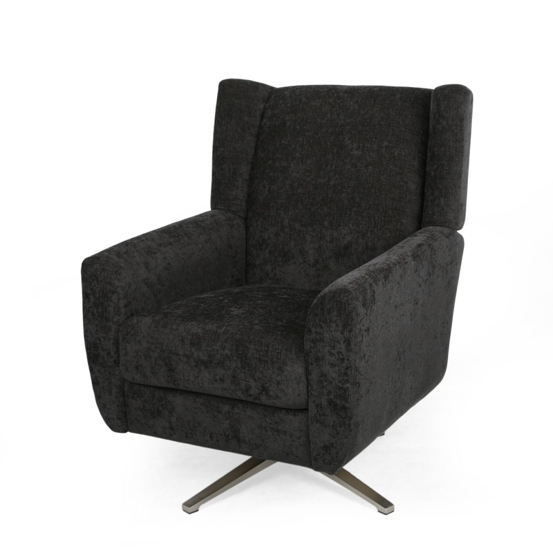 Contemporary Swivel Chair With Wingback Design – Black