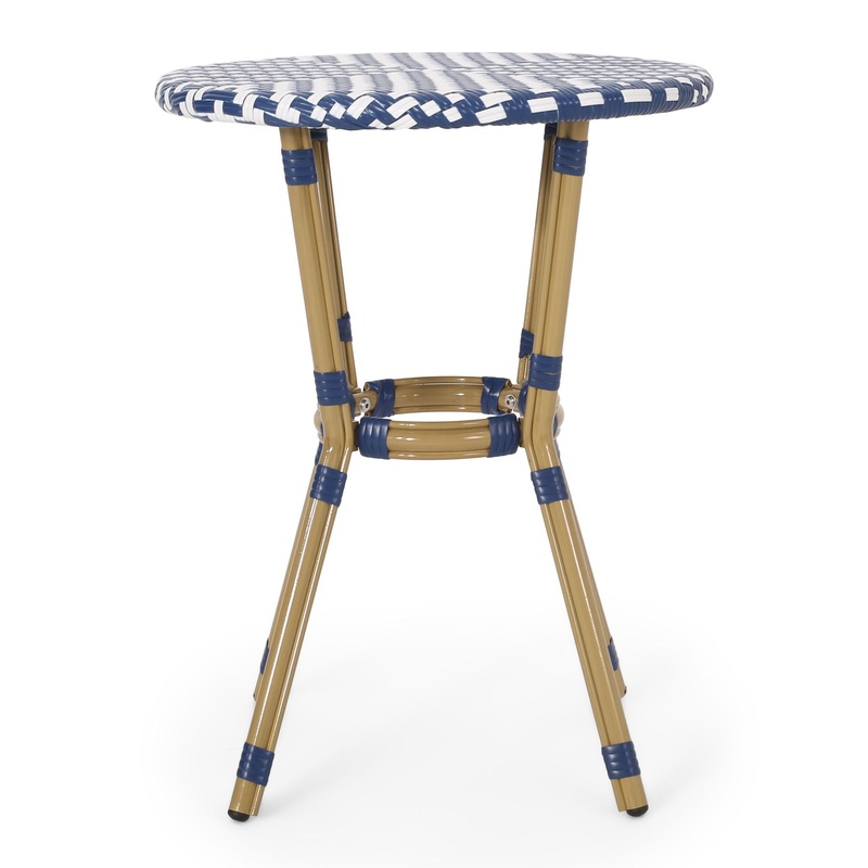 French Bistro Table Outdoor Elegance – White / Blue