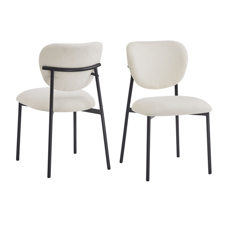 Modern Upholstered Dining Chairs With Metal Legs (Set of 2) – Beige