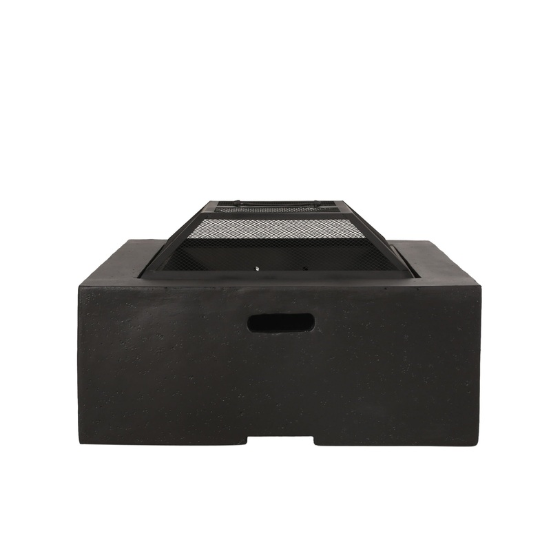 Outdoor Square Mgo Wood Burning Fire Pit – Dark Gray