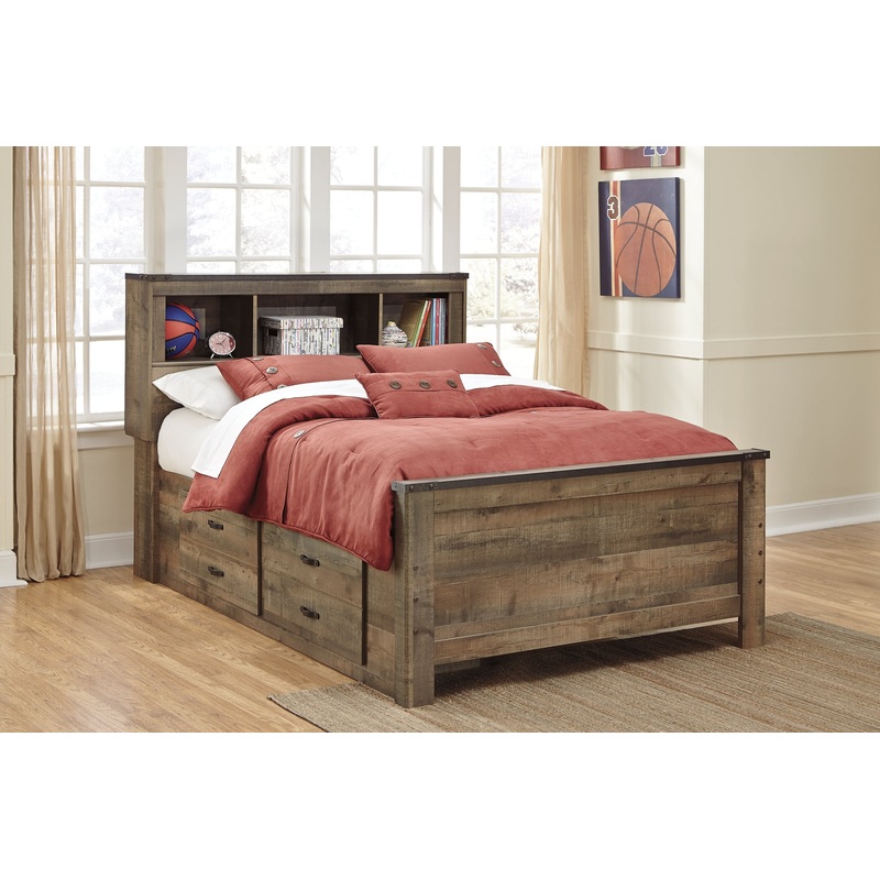 Trinell  Bookcase Bed With 2 Storage Drawers