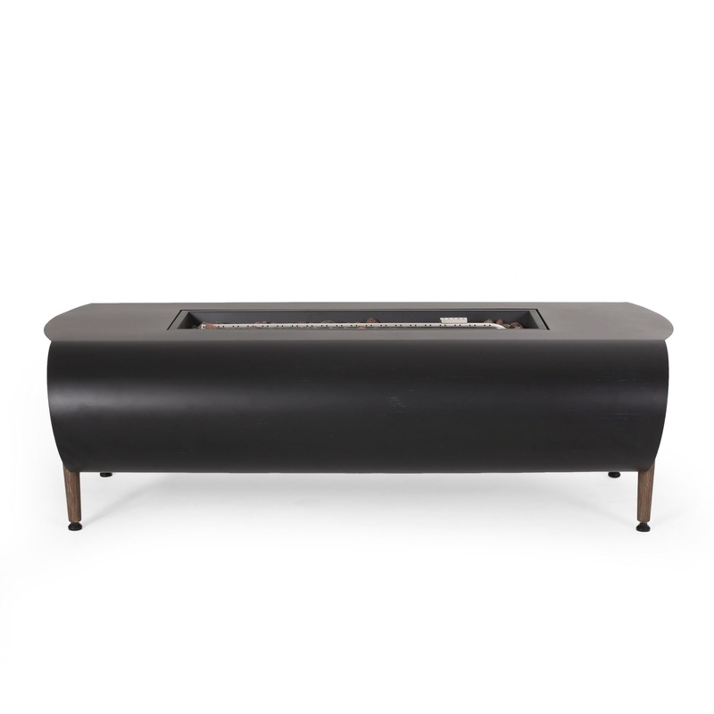 Vernon – Rectangle Fire Pit 50, 000 Btu – Dark Gray