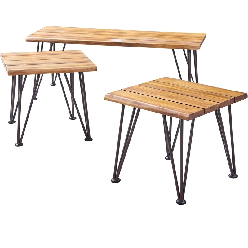 Zion – Outdoor Industrial Iron And Coffee Table – Teak