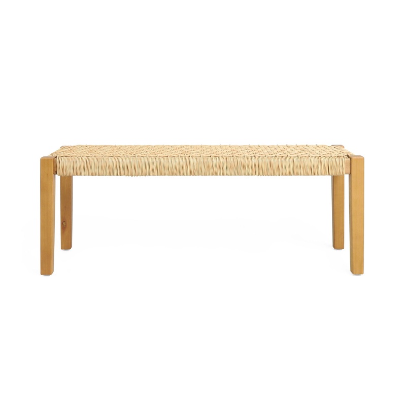 Angie – Bench Outdoor Seating Acacia Wood Faux Rattan – Teak
