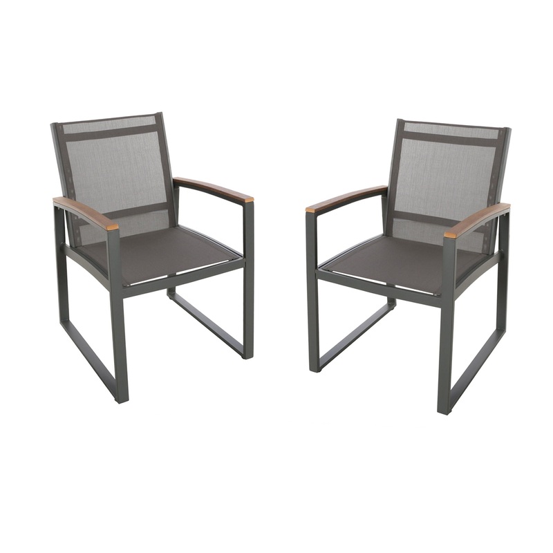 Aresha – Metal Outdoor Dining Armchair (Set of 2) – Gray