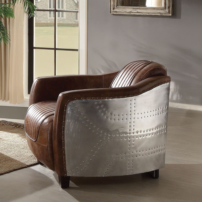 Brancaster – Chair – Retro Brown Top Grain Leather & Aluminum