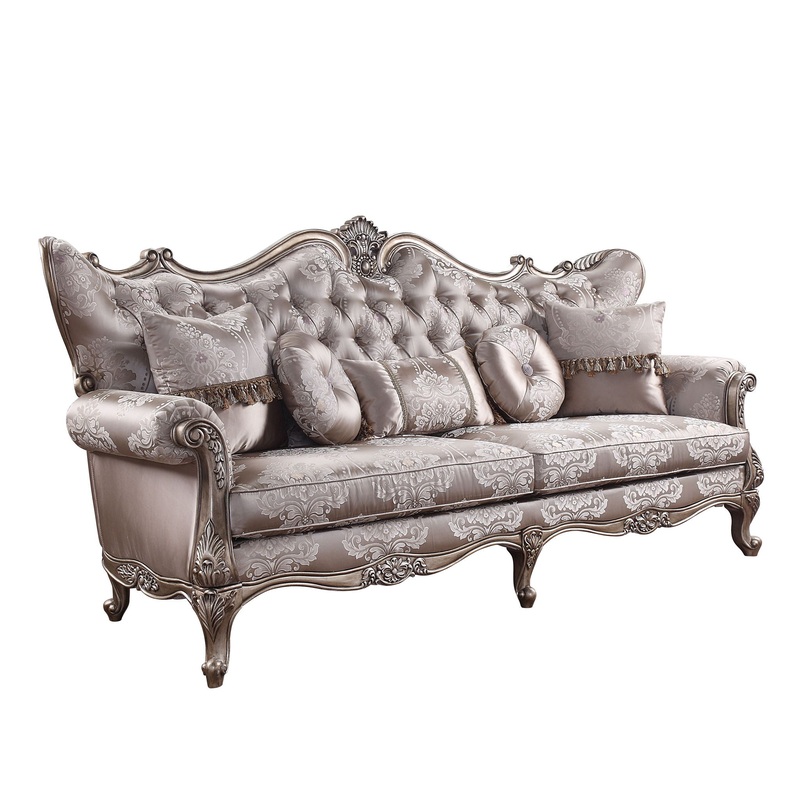 Jayceon – Sofa With 5 Pillows – Fabric & Champagne