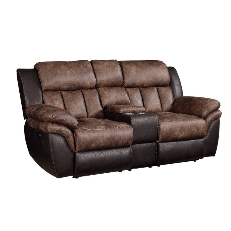 Jaylen – Motion Loveseat With Console – Toffee & Espresso Polished Microfiber