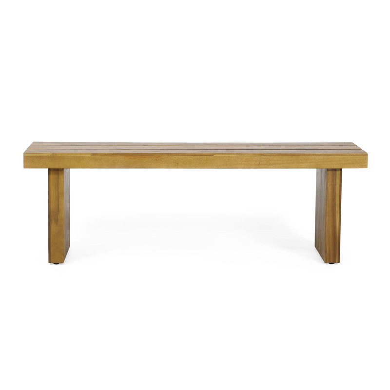 Nahanni – Rustic Acacia Wood Bench With Slat Design – Natural