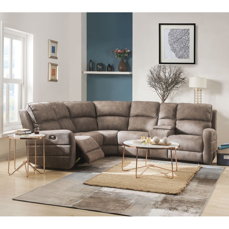Olwen – Power Motion Sectional Sofa – Mocha Nubuck