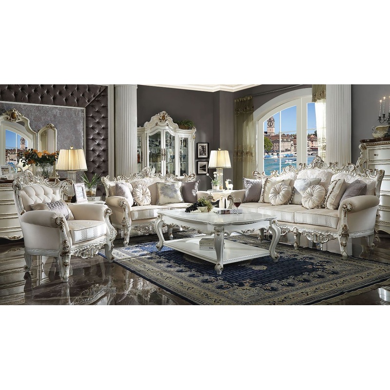 Picardy II – Sofa With 7 Pillows – Fabric & Antique Pearl
