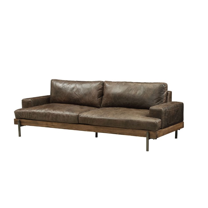 Silchester – Sofa – Distress Chocolate Top Grain Leather & Oak
