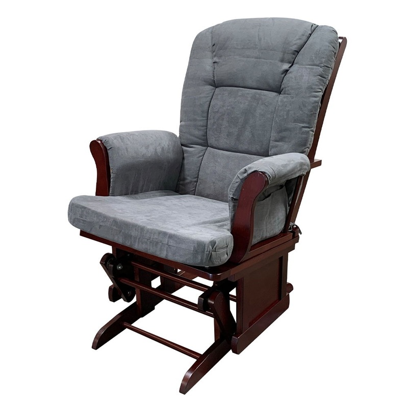 Aeron – Glider Chair & Ottoman – Gray Microfiber & Cherry