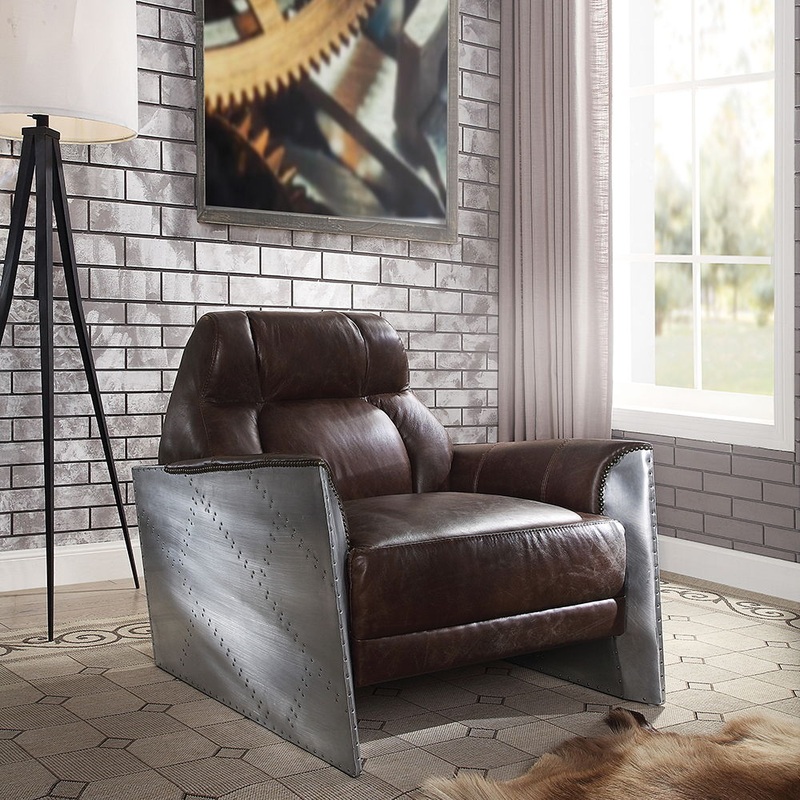 Brancaster – Accent Chair – Espresso Top Grain Leather & Aluminum