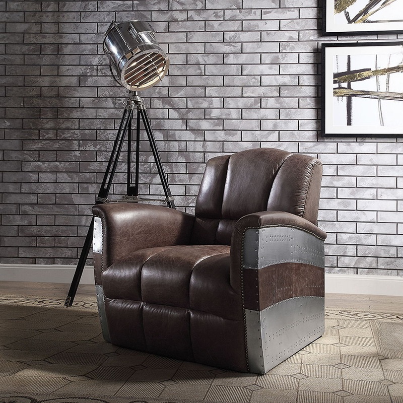 Brancaster – Accent Chair – Retro Brown Top Grain Leather & Aluminum