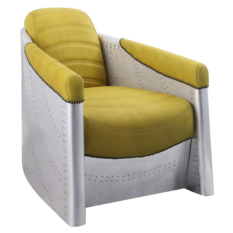 Brancaster – Accent Chair – Yellow Top Grain Leather & Aluminum