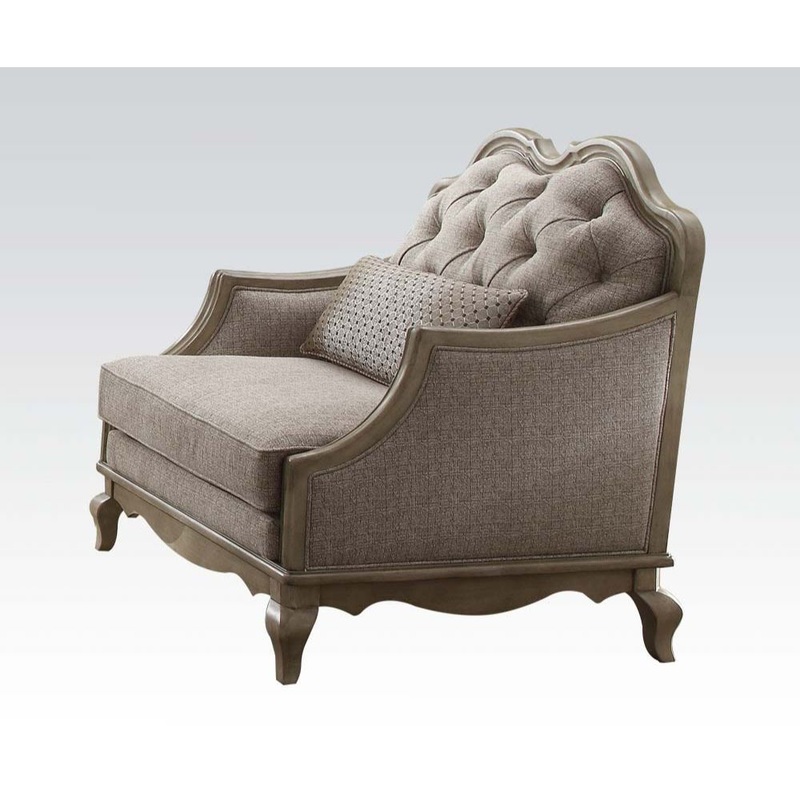 Chelmsford – Chair With Pillow – Beige Fabric & Antique Taupe