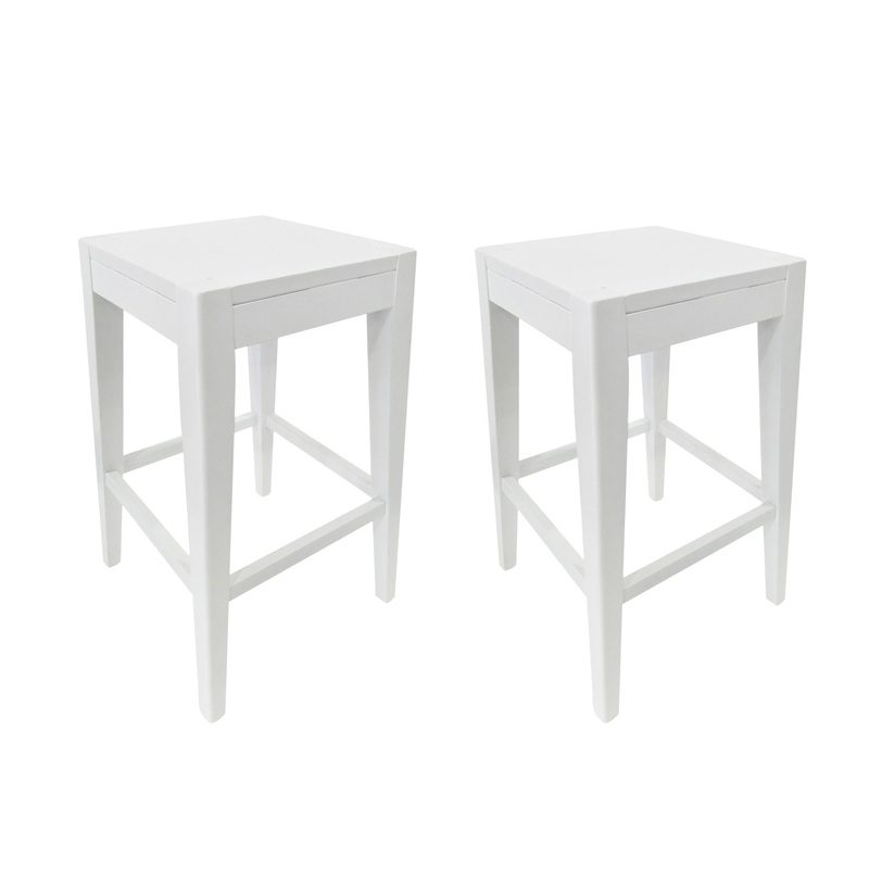 Counter Barstool (Set of 2), Rubber Wood – White