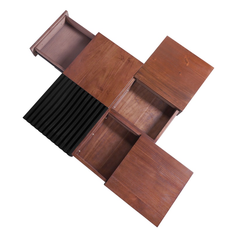 Italian Retro Inspired Acacia Wood Storage Coffee Table – Brown / Black