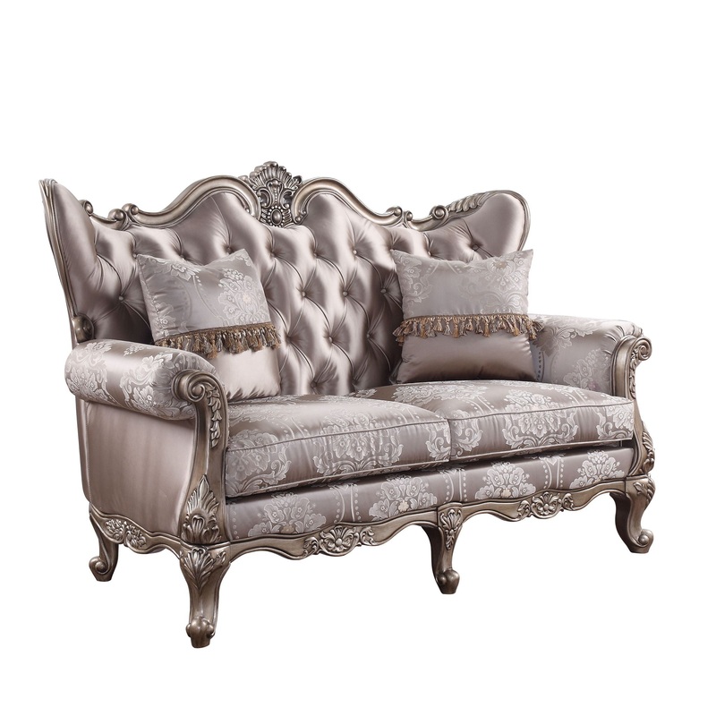 Jayceon – Loveseat With 2 Pillows – Fabric & Champagne
