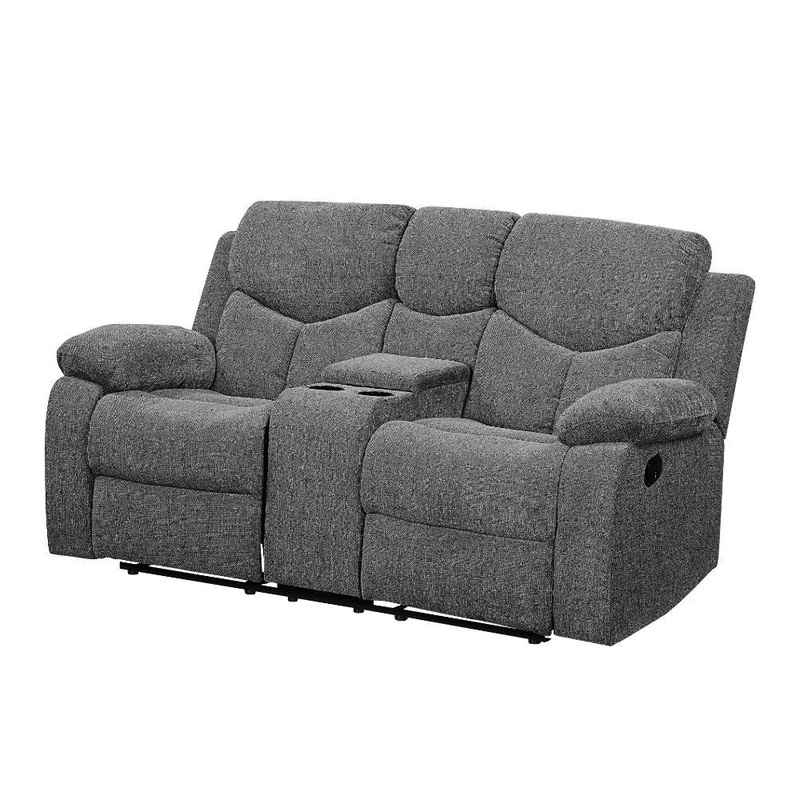 Kalen – Motion Loveseat With Console – Gray Chenille