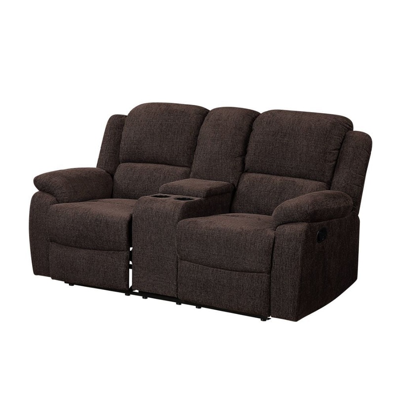 Madden – Motion Loveseat With Console – Brown Chenille