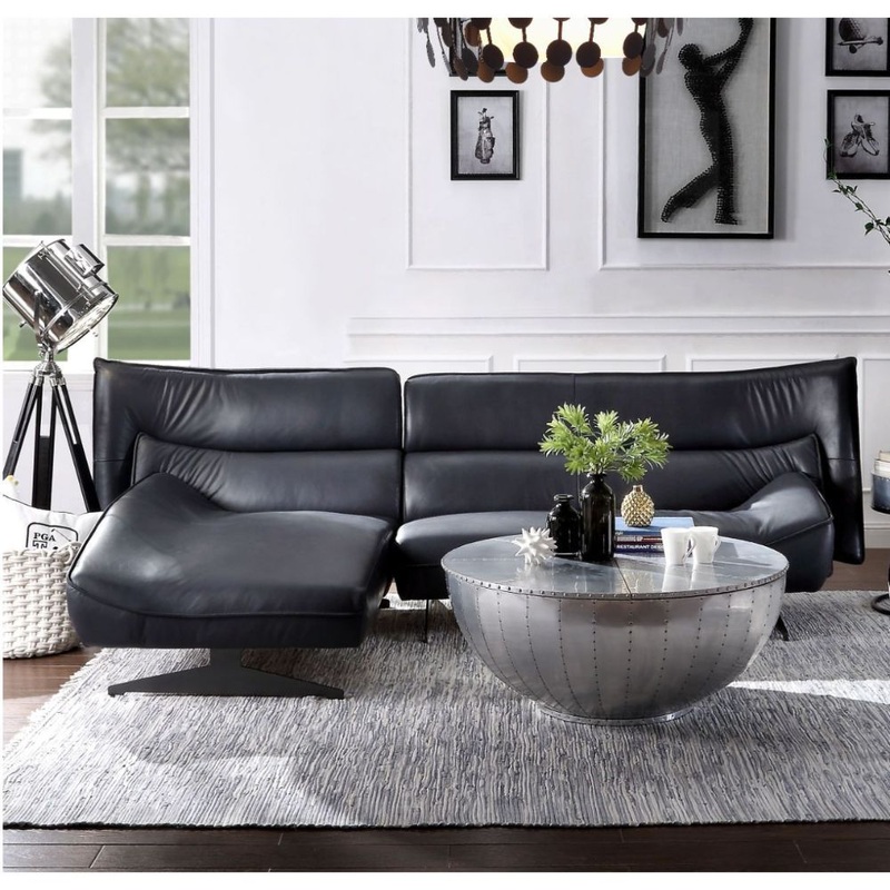 Maeko – Sectional Sofa – Dark Gray Top Grain Leather