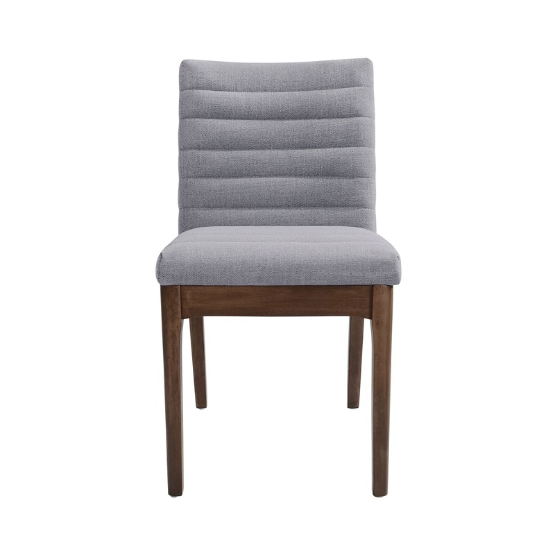 Mid Century Modern Dining Chair (Set of 2) With Channel Stitching – Dark Gray