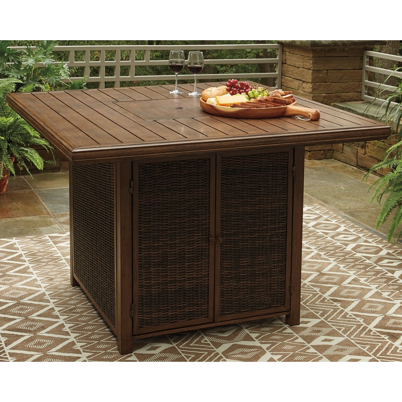 Paradise Trail Square Bar Table w/Fire Pit