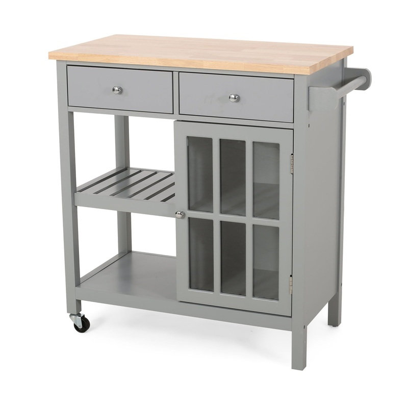 Aidah – Contemporary Kitchen Cart With Wheels – Gray