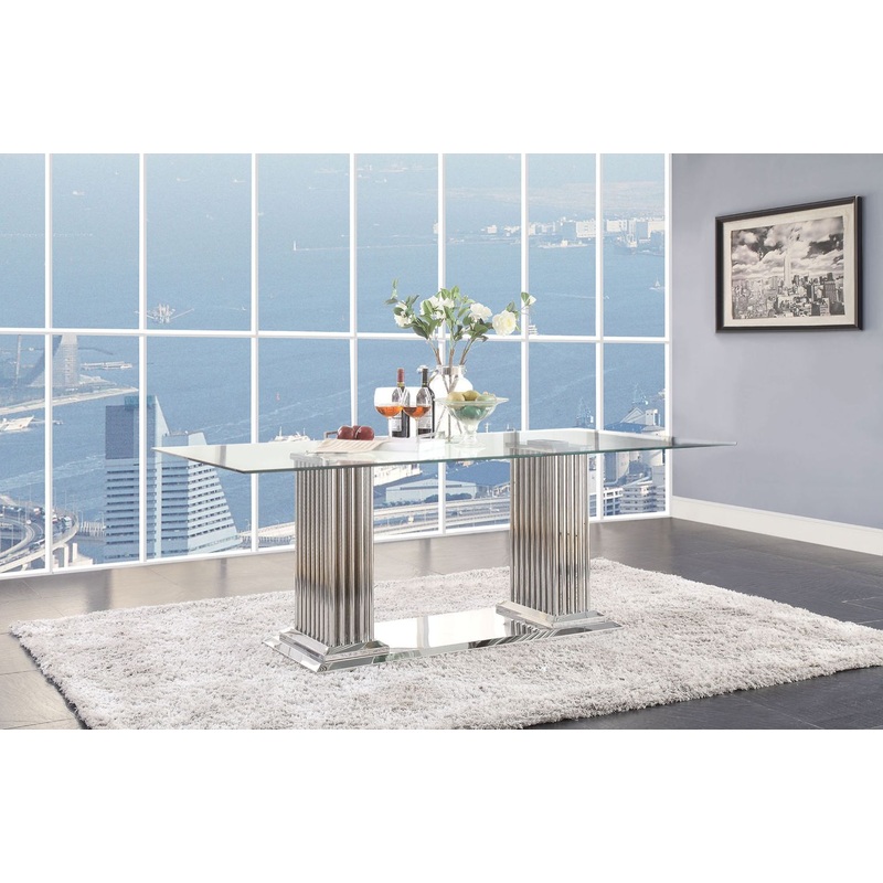 Cyrene – Dining Table – Clear Glass Top & Stainless Steel