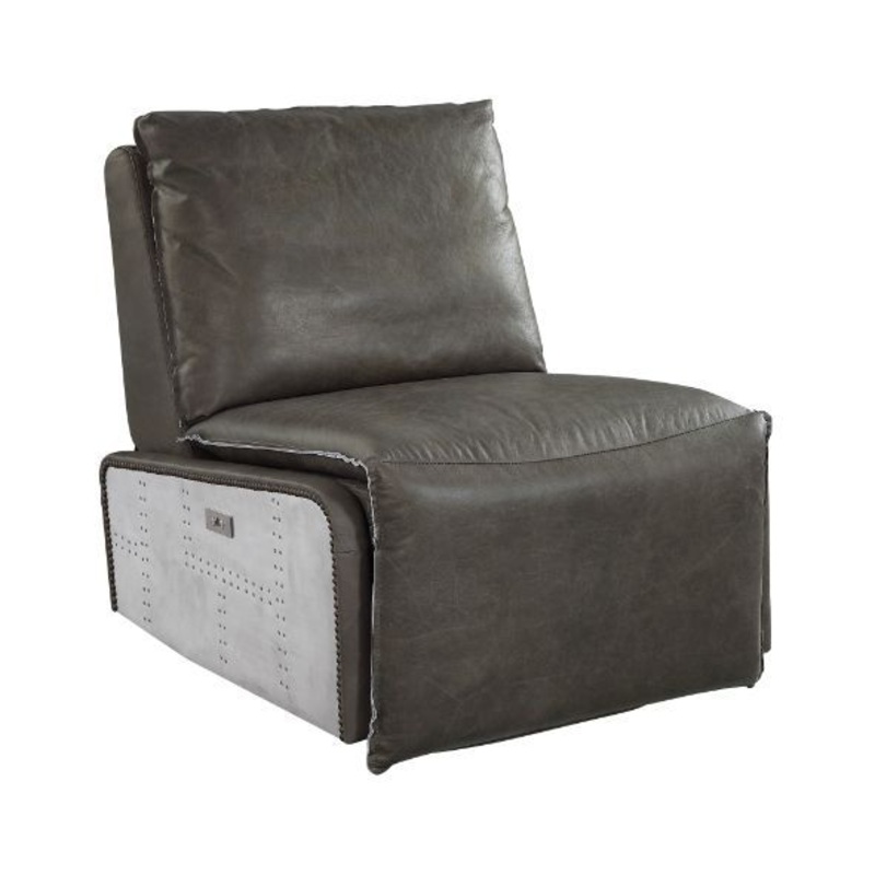 Metier – Power Motion Recliner – Gray Top Grain Leather & Aluminum