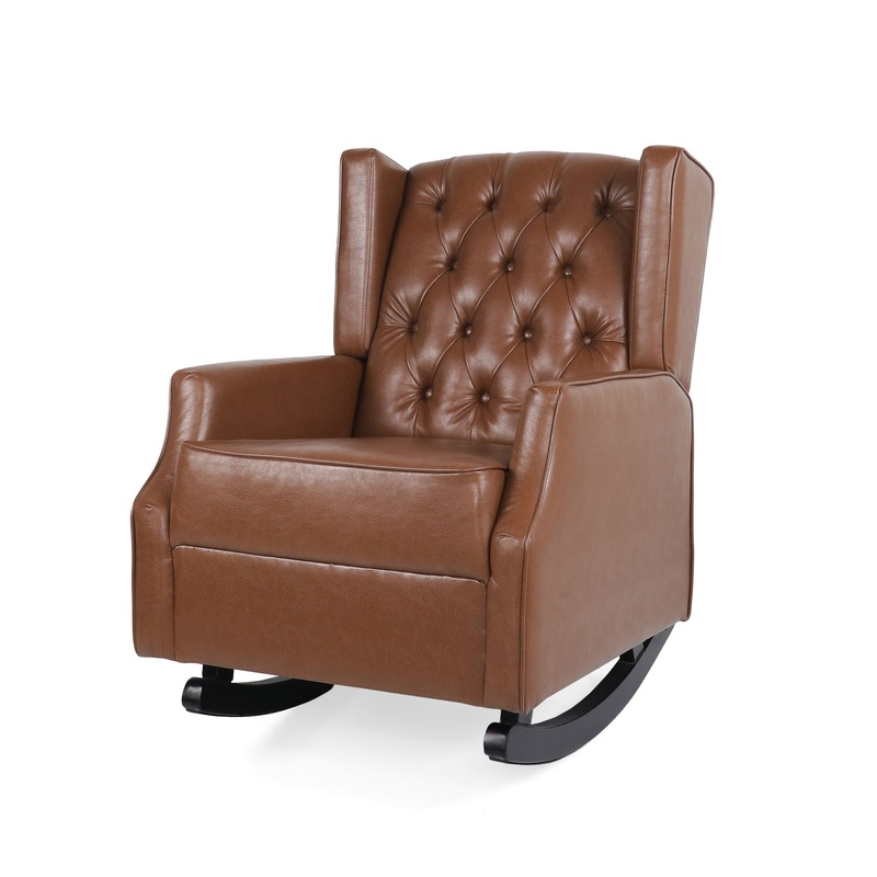 Moss – Upholstered Rocking Recliner With Diamond Tufting And Wingback – Light Brown
