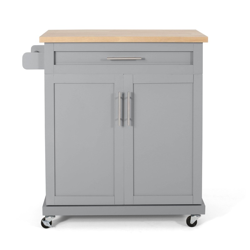 Negley – Contemporary Kitchen Cart With Wheels – Gray