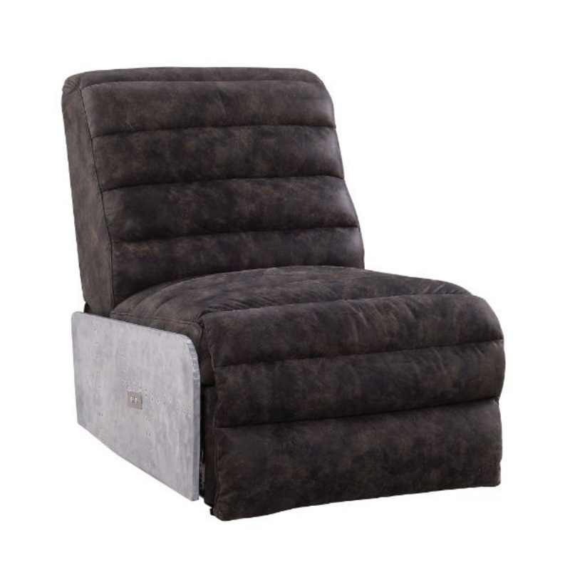 Okzuil – Power Motion Recliner – Two Tone Gray Top Grain Leather & Aluminum