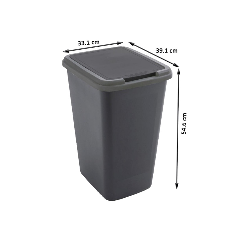 50Lt- DELINIA DUSTBIN – SWING BLACK – PLASTIC