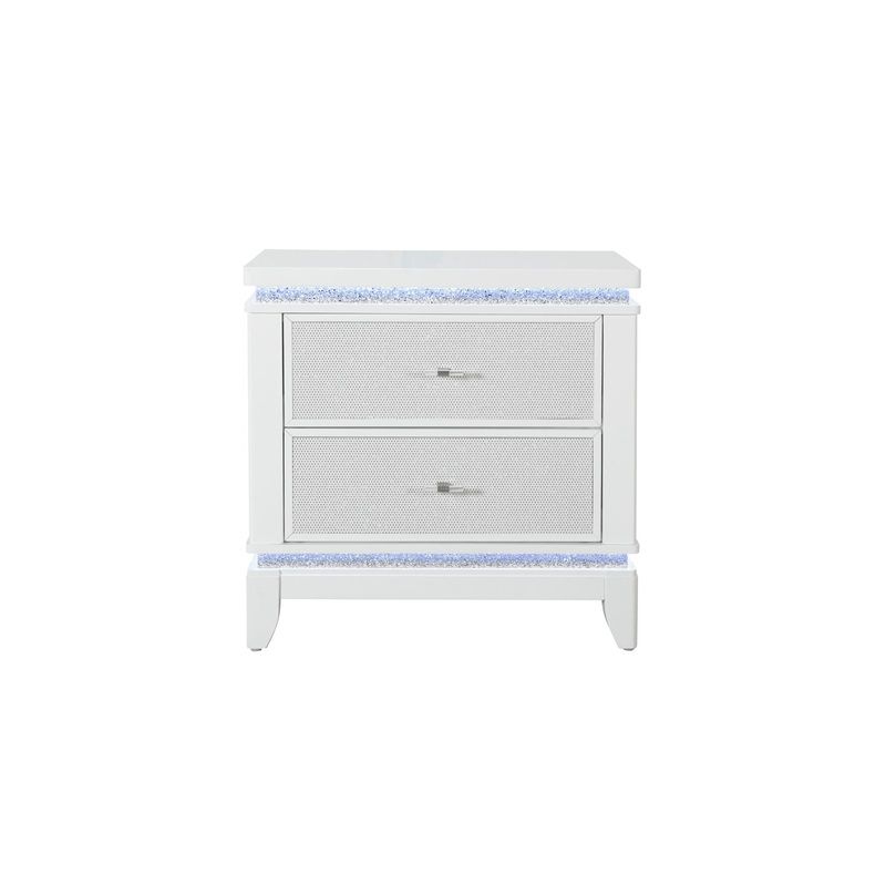Alina – Nightstand With LED And USB – White