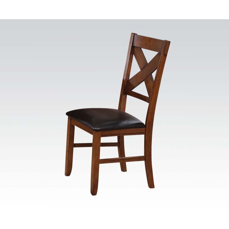 Apollo – Side Chair (Set of 2) – Espresso Synthetic Leather & Walnut