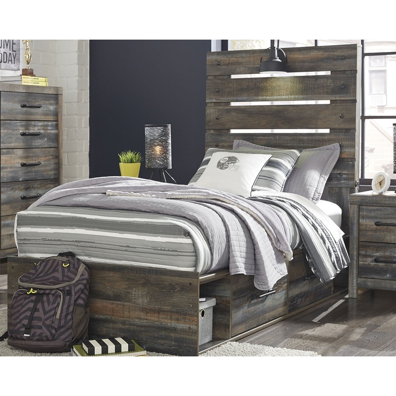 Drystan  Panel Bed With 4 Storage Drawers