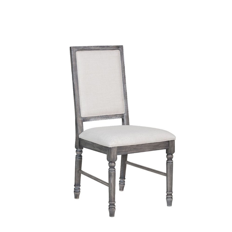 Leventis – Side Chair (Set of 2) – Cream Linen & Weathered Gray